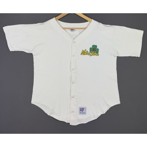 Vintage 90's The Game NCAA Notre Dame Fighting Irish Baseball Jersey Style Large - Picture 1 of 16